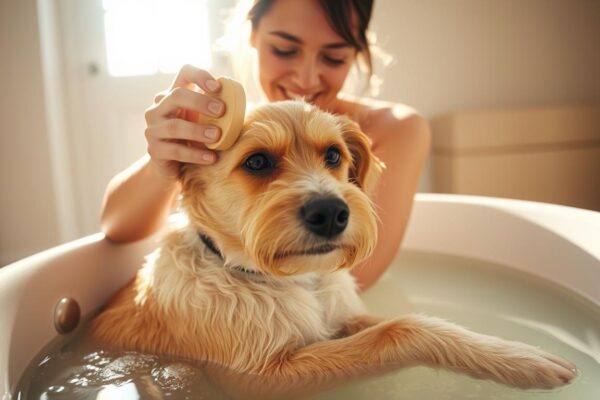 banho em cachorro em casa