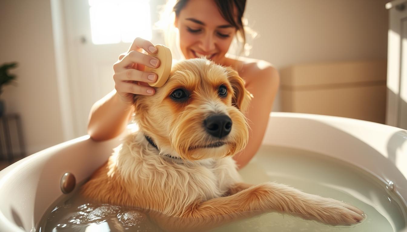 banho em cachorro em casa