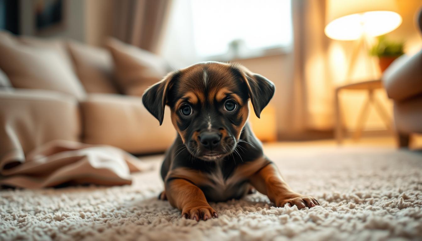 filhote de cachorro chorando muito